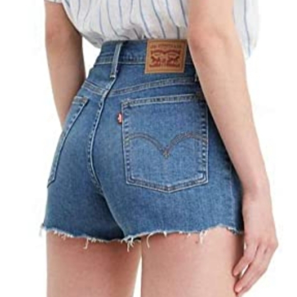 Levi’s Sapphire Dust High Rise Distressed Shorts Waist 27 Size 4 - Picture 3 of 11